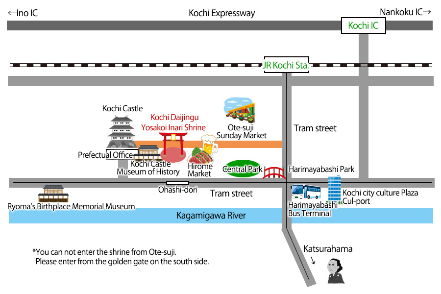 よさこい稲荷神社地図